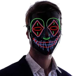 LED Scary Clown Cosplay Mask With 3 Lighting Modes 11 LED Scary Clown Cosplay Mask With 3 Lighting Modes -Spirit Halloween Shop Halloween Funny Washable Face Mask 6 Pcs 2 结果 600x626 1