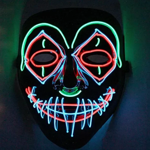 LED Scary Clown Cosplay Mask With 3 Lighting Modes 3 LED Scary Clown Cosplay Mask With 3 Lighting Modes