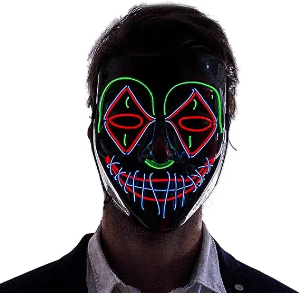 LED Scary Clown Cosplay Mask With 3 Lighting Modes 4 LED Scary Clown Cosplay Mask With 3 Lighting Modes - Image 2