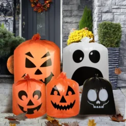 6Pcs Halloween Plastic Lawn Leaf Bags