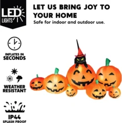 7ft Inflatable Pumpkins With Witch's Cat Decoration -Spirit Halloween Shop Halloween Pumpkin Patch with Cat Inflatable 7 ft 2 600x606 1