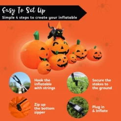 7ft Inflatable Pumpkins With Witch's Cat Decoration -Spirit Halloween Shop Halloween Pumpkin Patch with Cat Inflatable 7 ft 6 600x600 1