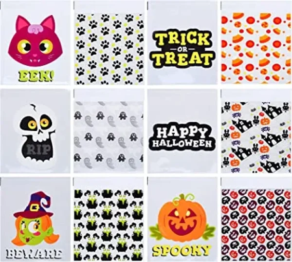150 Pcs Halloween Square Double Sided Cellophane Candy Treat Bag 5 150 Pcs Halloween Square Double Sided Cellophane Candy Treat Bag - Image 3