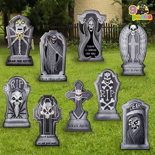 9Pcs Halloween Tombstone Yard Signs 4 9Pcs Halloween Tombstone Yard Signs - Image 2
