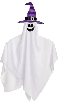 4Pcs Hanging Ghost With Colorful Hat 27.5in 12 4Pcs Hanging Ghost With Colorful Hat 27.5in -Spirit Halloween Shop Hanging Ghost with Colorful Hat 4 Pack 1 600x1043 1