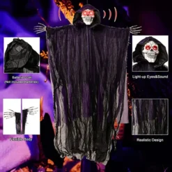 2Pcs Hanging Grim Reaper With Glowing Eyes -Spirit Halloween Shop Hanging Grim Reaper with Glowing Eyes 2 Pcs 4 600x600 1