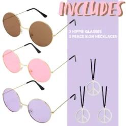 Hippie Party Accessories Set With Necklace, Sunglasses 6 Pcs -Spirit Halloween Shop Hippie Party Accessories Set with Necklace Sunglasses 6 pcs 5 result 600x600 1