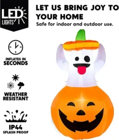 5ft Inflatable Ghost In Pumpkin Decoration -Spirit Halloween Shop Inflatable Ghost in Pumpkin Decoration 5ft 1 600x703 1