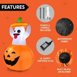 5ft Inflatable Ghost In Pumpkin Decoration -Spirit Halloween Shop Inflatable Ghost in Pumpkin Decoration 5ft 4 600x600 1