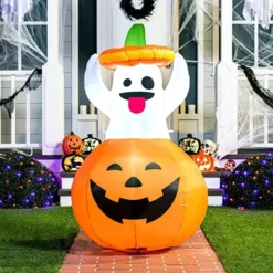 5ft Inflatable Ghost In Pumpkin Decoration -Spirit Halloween Shop Inflatable Ghost in Pumpkin Decoration 5ft 5 600x600 1