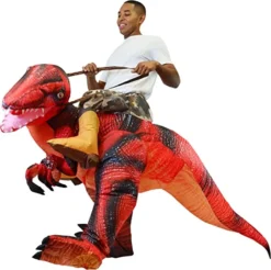 Adult Inflatable Ride-on Raptor Halloween Costume -Spirit Halloween Shop Inflatable Ride On Red Raptor Costume Adult Adult One Size 4