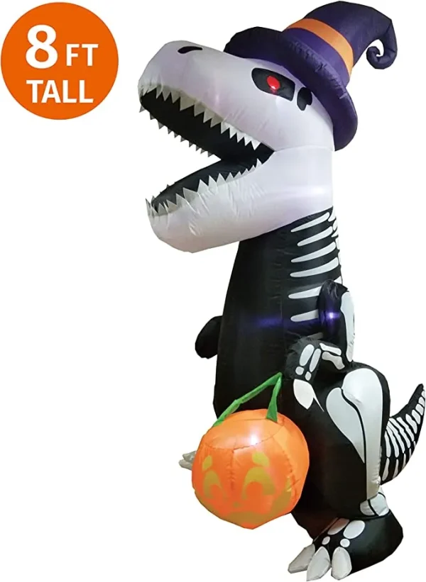 8ft Halloween LED Skeleton Dinosaur Decoration 4 8ft Halloween LED Skeleton Dinosaur Decoration - Image 2