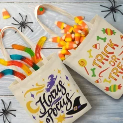 3Pcs Large Halloween Canvas Tote Bags