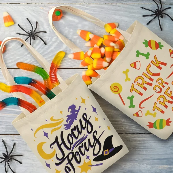 3Pcs Large Halloween Canvas Tote Bags 3 3Pcs Large Halloween Canvas Tote Bags