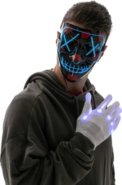 3 Lighting Modes Led Mask Light Up Halloween Costume -Spirit Halloween Shop Led Cosplay Scary Mask And Gloves 3 600x909 1