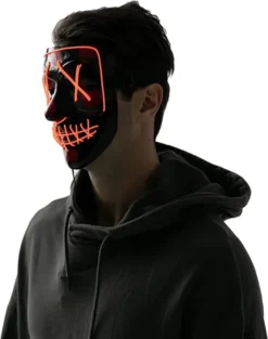 3 Lighting Modes Led Mask Light Up Halloween Costume (Red) -Spirit Halloween Shop Led Scary Mask And Gloves red 1 600x761 1