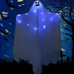 Halloween Light Up Hanging Ghost 47in -Spirit Halloween Shop Light up Hanging Ghost with Hat and Spooky Blue LED Light 47in 1 600x600 1