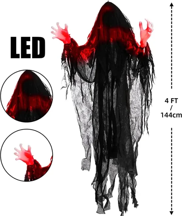 2Pcs Lighted Hanging Faceless Ghosts 48in 6 2Pcs Lighted Hanging Faceless Ghosts 48in - Image 4
