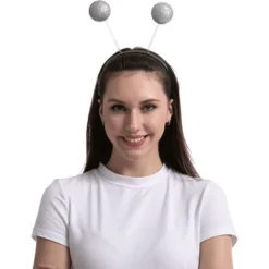 Martian Headband Silver Glitter Balls Head Bopper