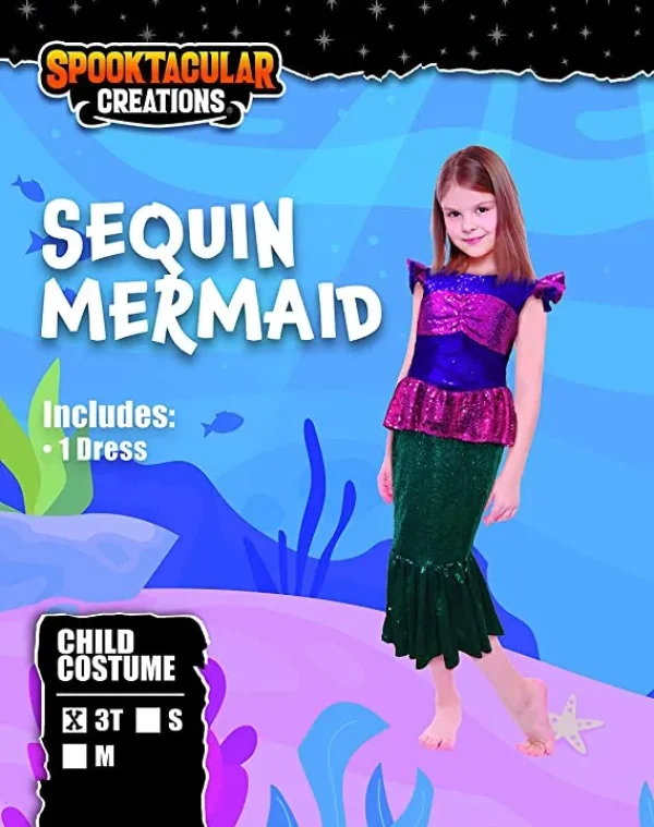 Kids Halloween Mermaid Sequin Costume 4 Kids Halloween Mermaid Sequin Costume - Image 2