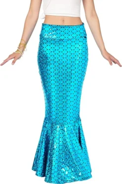 Adult Mermaid Tail Skirt Halloween Costume -Spirit Halloween Shop Metallic Hologram Shiny Mermaid Skirt Costume Cosplay Adult 4 结果 600x908 1