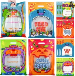 60Pcs Monster Designs See-Through Candy Bags -Spirit Halloween Shop Monster Designs See Through Candy Bags 60 Pcs 3 600x604 1