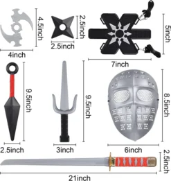 17pcs Halloween Kids Ninja Swords Costume -Spirit Halloween Shop Ninja pretend play set for cosplay roleplay 4 result 600x634 1