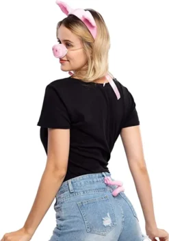 Pink Pig Halloween Accessories 11 Pink Pig Halloween Accessories -Spirit Halloween Shop Pink Animal Costume Accessories Set with Pig Nose Ears Bowtie and Tail for Halloween Party Farm Theme Dress Up Classroom Role Play 5 结果 600x855 1