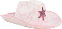2Pcs Childs Cow Print Pink Felt Cowboy Hat -Spirit Halloween Shop Pink Cow Print Cowboy Hats 2 Pack 5 600x279 1