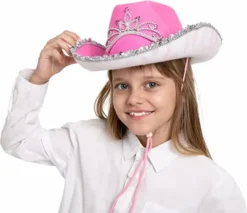 2Pcs Pink Tiara Felt Cowboy Hats 12 2Pcs Pink Tiara Felt Cowboy Hats -Spirit Halloween Shop Pink Tiara Felt Cowboy Hats 2 Pack 2 结果 600x517 1