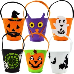 6Pcs Pumpkin Candy Holder Buckets 6.5in -Spirit Halloween Shop Pumpkin Candy Holder Buckets 6 pack 4 600x599 1