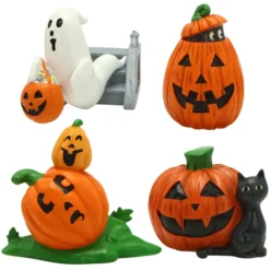 Pumpkin Miniature Figurine Decorations, 5 Pcs -Spirit Halloween Shop Pumpkin Miniature Figurine Decorations 5 Pcs 2 result 600x600 1