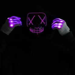 Halloween 3 Lighting Modes Led Mask Light Up Costume -Spirit Halloween Shop Purple Led Scary Mask And Gloves 1 600x600 1