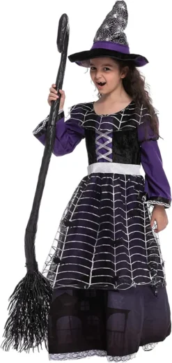 Girls Purple Spider Witch Halloween Costume 10 Girls Purple Spider Witch Halloween Costume -Spirit Halloween Shop Purple Witch Costume Cosplay Girls 2 600x1264 1