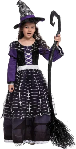 Girls Purple Spider Witch Halloween Costume 11 Girls Purple Spider Witch Halloween Costume -Spirit Halloween Shop Purple Witch Costume Cosplay Girls 3 600x1168 1