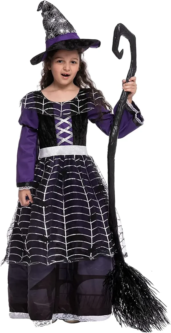 Girls Purple Spider Witch Halloween Costume 6 Girls Purple Spider Witch Halloween Costume - Image 4