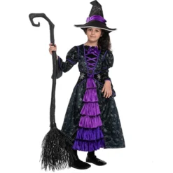 Girls Purple Witch Stars And Moon Halloween Costume