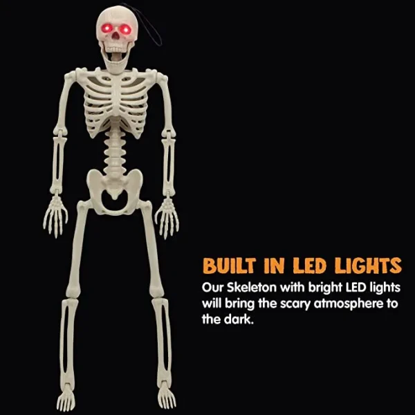 Red LED Light Eyes Posable Skeleton Decoration 24in 6 Red LED Light Eyes Posable Skeleton Decoration 24in - Image 4