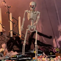 Red LED Light Eyes Posable Skeleton Decoration 24in