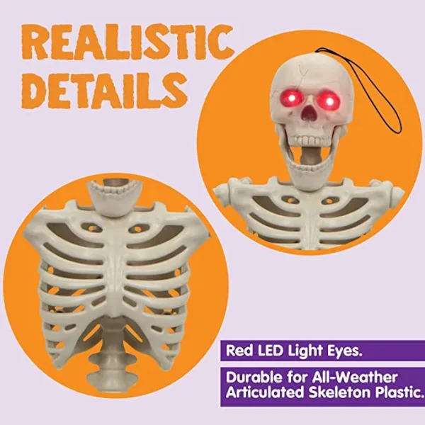 Red LED Light Eyes Posable Skeleton Decoration 24in 5 Red LED Light Eyes Posable Skeleton Decoration 24in - Image 3
