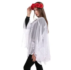 Skeleton Poncho & Red Flower Elastic Headband - Adult -Spirit Halloween Shop Skeleton Poncho Red Flower Elastic Headband Adult 5 result scaled 600x598 1