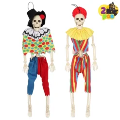 2pcs Halloween Clown Skeleton Decoration 16in -Spirit Halloween Shop Skeleton with Costume Clown 2 result 600x600 1