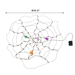 Spider Web Lights With 3 Lighted Spiders (Orange) -Spirit Halloween Shop Spider Web Lights with 3 Lighted Spiders Orange 4 result 600x600 1