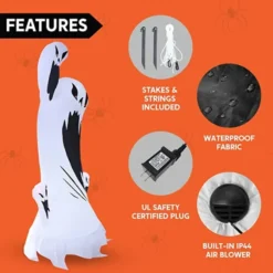 10ft Tall Inflatable Scary Swirly Ghost With Color Changing Light -Spirit Halloween Shop Tall Scary Swrily Ghost with Animated light 10ft 4 600x600 1