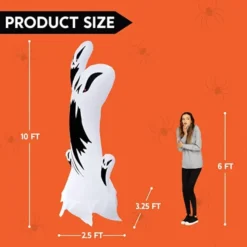 10ft Tall Inflatable Scary Swirly Ghost With Color Changing Light -Spirit Halloween Shop Tall Scary Swrily Ghost with Animated light 10ft 5 600x600 1
