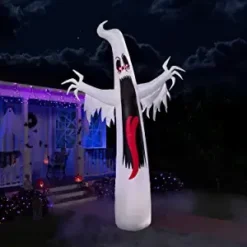 12ft Inflatable LED Ghost With Long Red Tongue