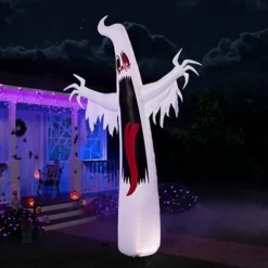 12ft Inflatable LED Ghost With Long Red Tongue -Spirit Halloween Shop Tongue Ghost Halloween Inflatable 12 ft Tall Long 3 600x600 1