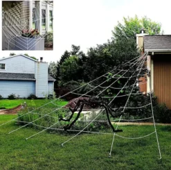 4Pcs Triangle/Round Spider Webs And Spiders -Spirit Halloween Shop TriangleRound Spider Webs and Spiders 4 Pcs 5 600x596 1