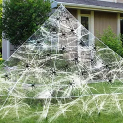 Triangular Mega White Spider Web Decoration 23 X 18ft