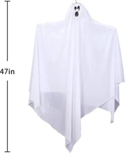 White Hanging Ghosts With Blue LED Light 47in -Spirit Halloween Shop White Hanging Ghosts with Blue LED Light 5 600x733 1